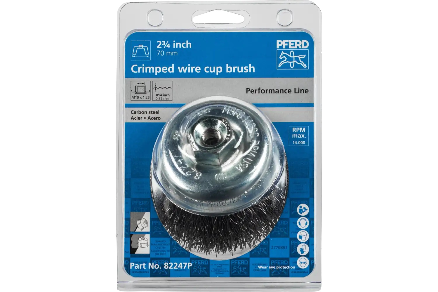 Picture of Pferd Crimped Wire Cup Brush Psf 2-3/4" Dia. .014 Carbon Steel M10X1.25 Thread Retail